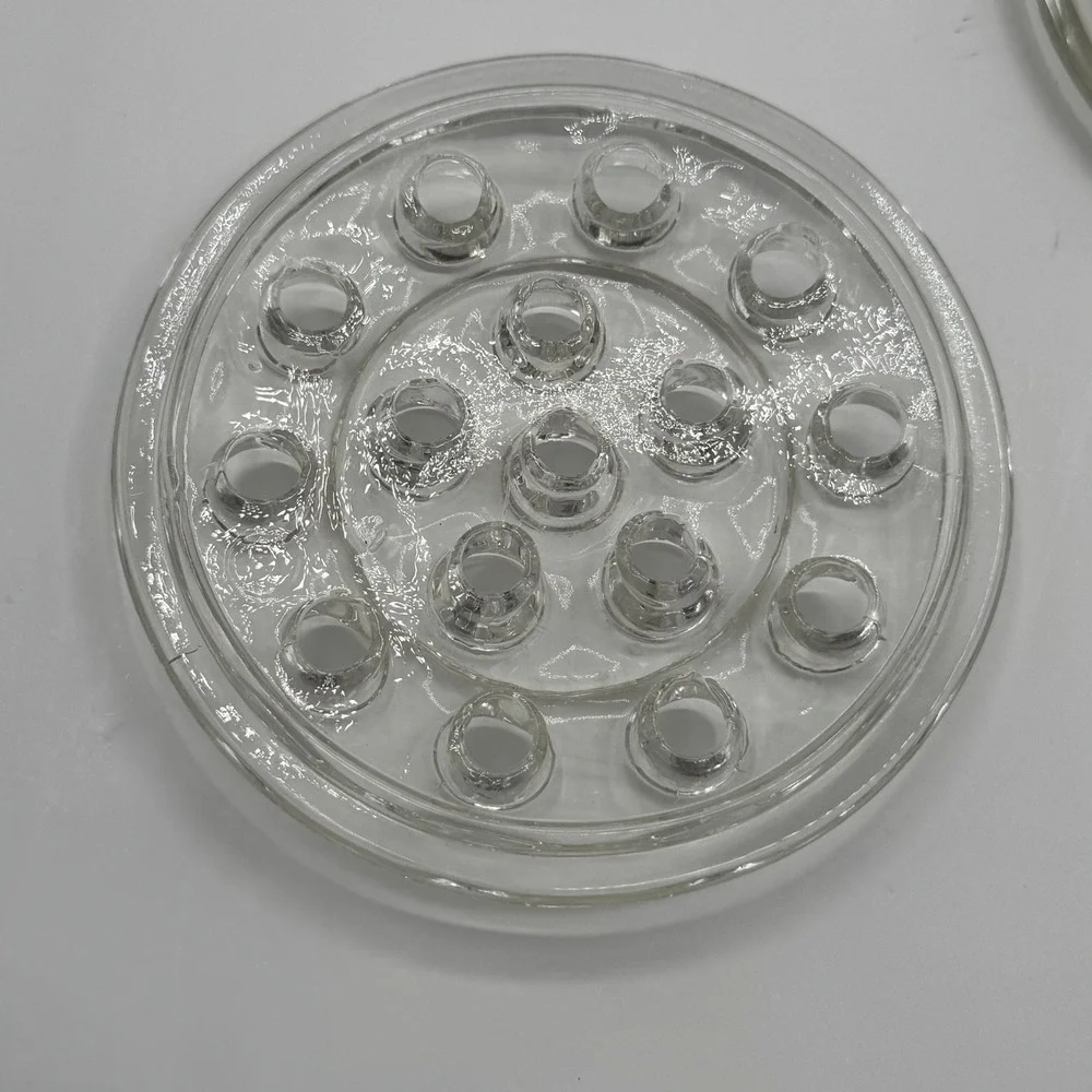 Vintage Flower Frog 4.5in Clear Glass 15 Floral Arranger Set of 2
